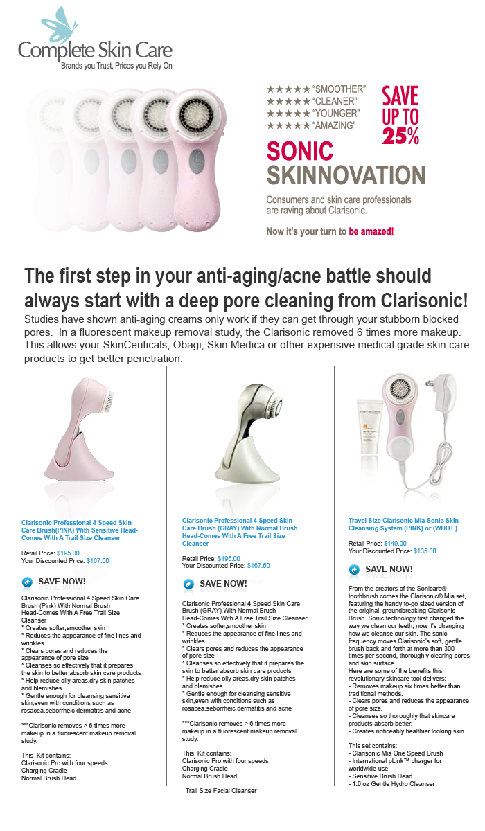 Complete Skin Care Clarisonic email campaign