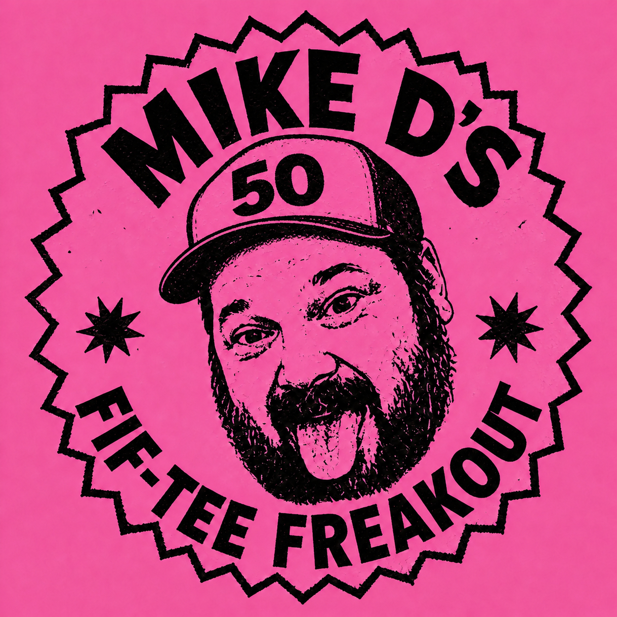 Full-color pink and black Mike D Fif-Tee Freakout artwork